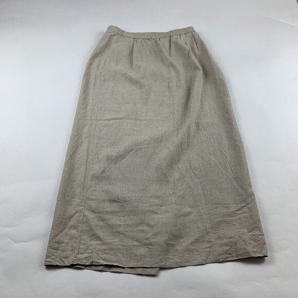 Vintage Requirements Natural Linen Wrap Maxi Skirt 14 USA Made - Picture 4 of 5